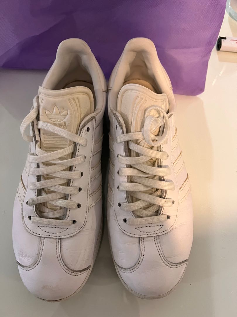 Adidas Gazelle all leather white Women s Fashion Footwear