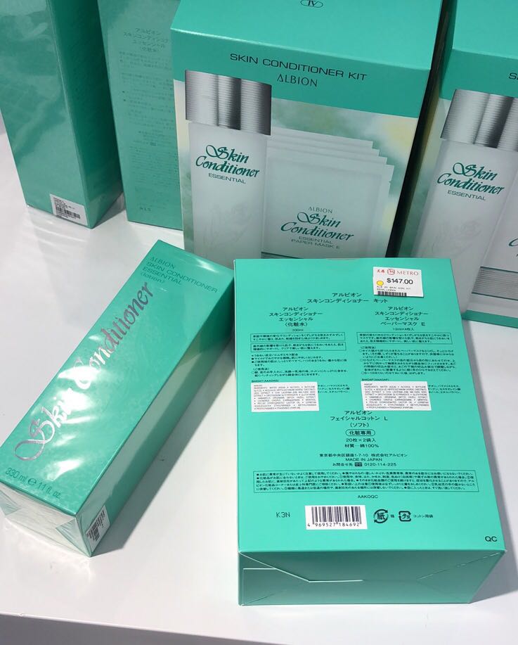 ALBION Skin Conditioner Essential 330ml, 165ml, 27ml, 12ml & face paper ...