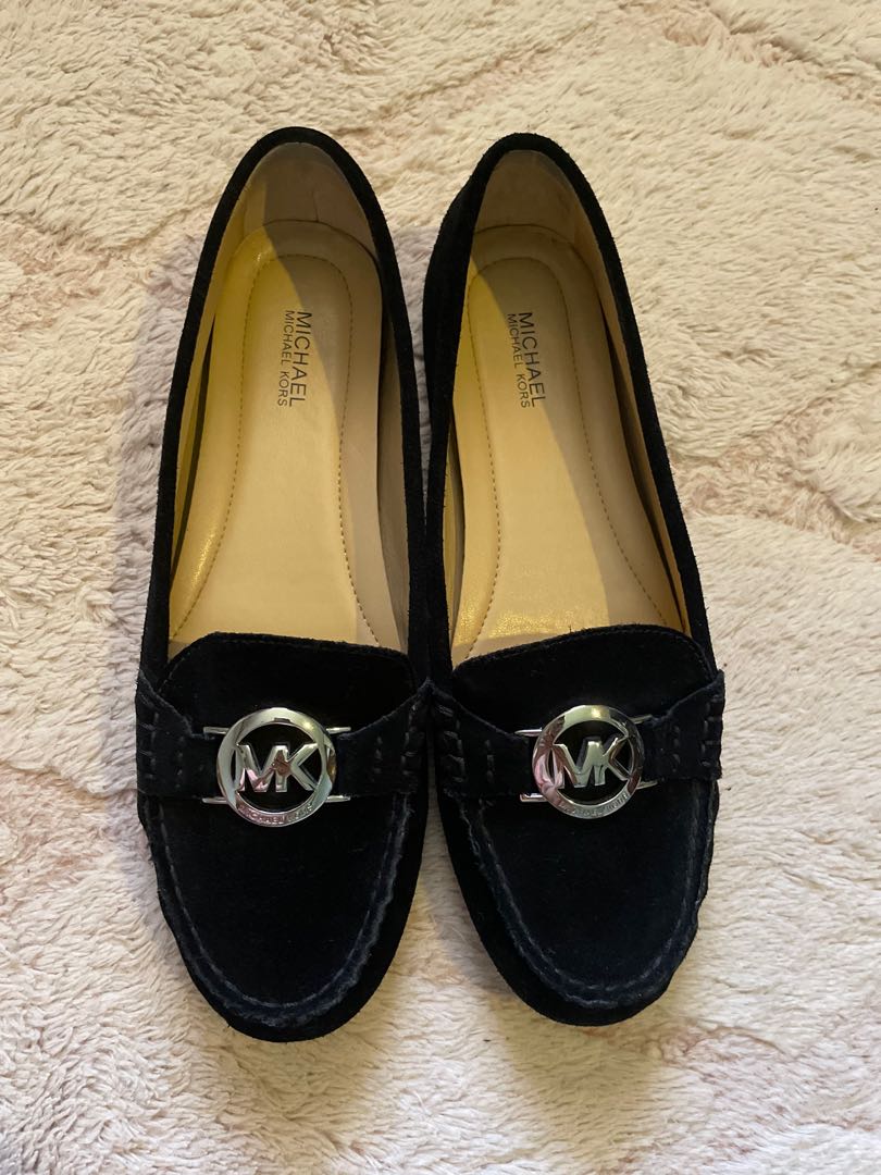 MK Michael Kors Black Suede Loafer Moccasin Women s Fashion