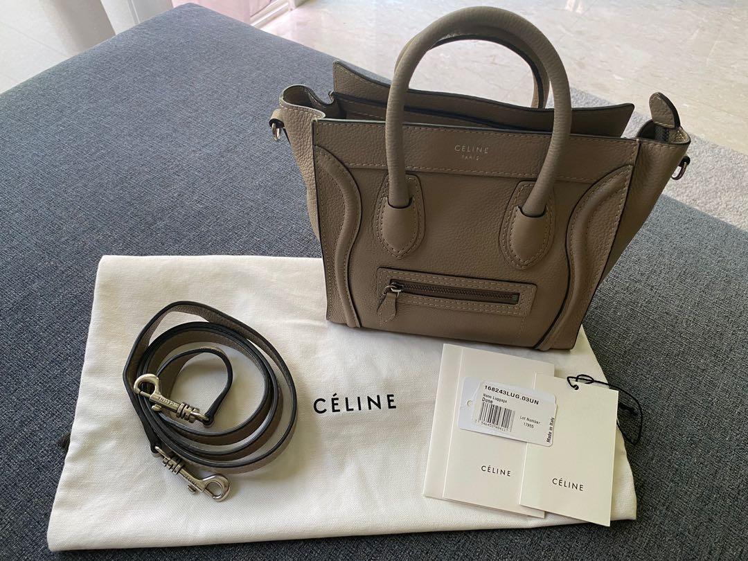 Celine Luggage Nano Bag Dune in Drummed Calfskin, Women's Fashion, Bags &  Wallets, Shoulder Bags on Carousell