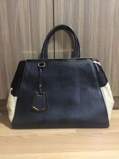 Authentic Fendi 2jours with Calf Hair Black White