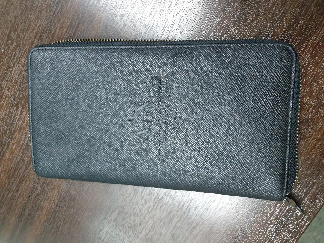 A|X ARMANI EXCHANGE Mens rounded zip wallet, Luxury, Bags & Wallets on  Carousell