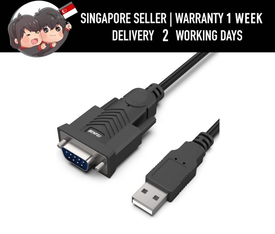 BENFEI USB to Serial Adapter Cable (1.5M/1.8M), Male (9pin) DB9 Serial