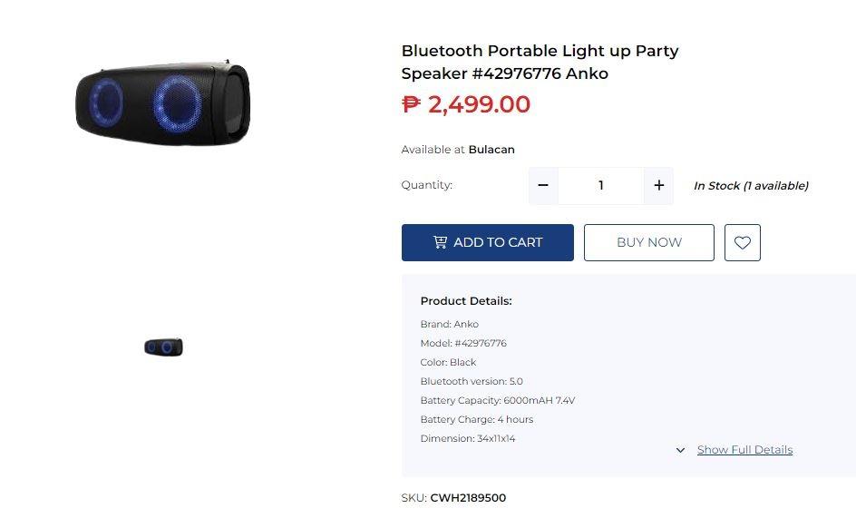 Bluetooth Portable Light up Party Speaker 42976776 Anko, Mobile Phones