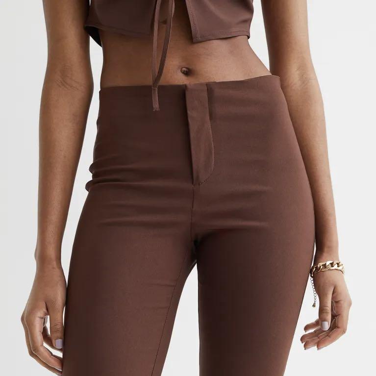 High waisted brown flare pants, Women's Fashion, Bottoms, Other Bottoms on  Carousell