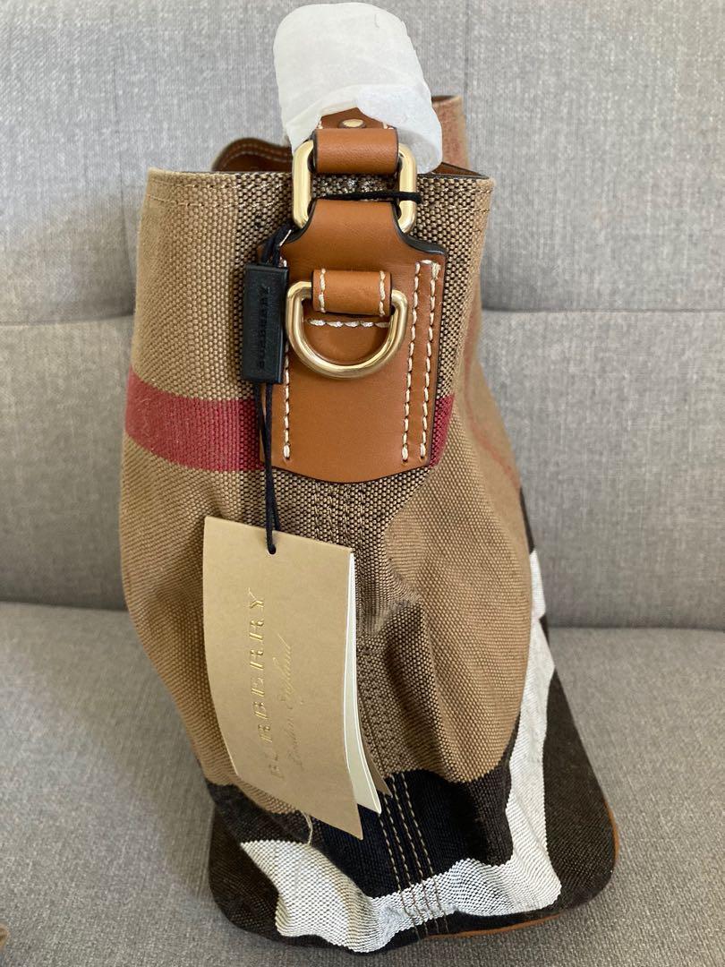Burberry canvas bucket online bag