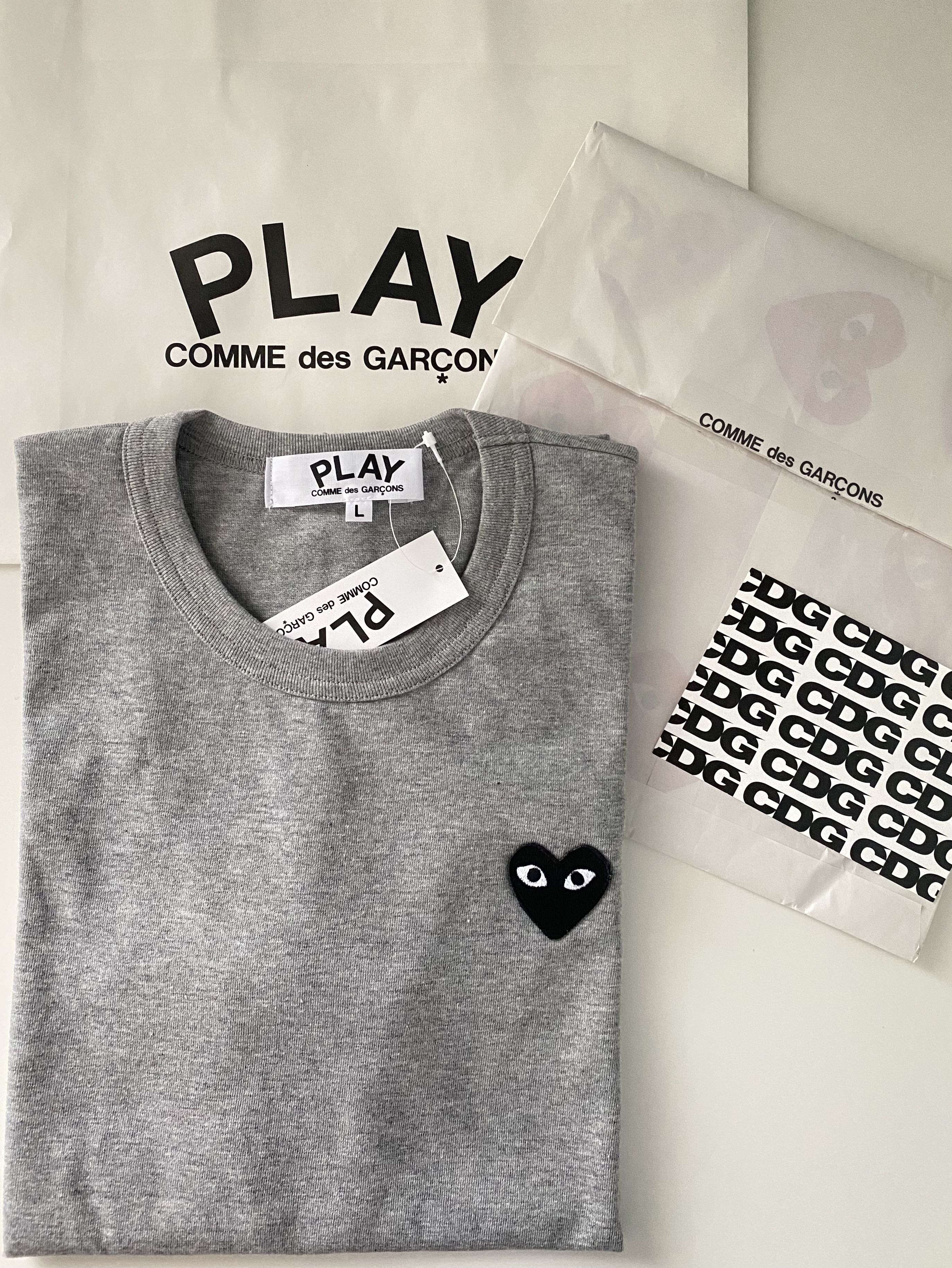 CDG Play Shirt Gray, Women's Fashion 