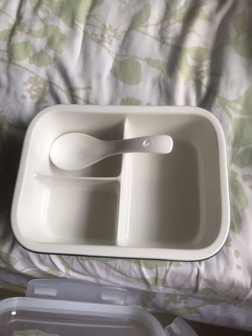 Ceramic Lunch Box with Plastic Lid, Furniture & Home Living