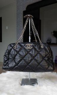 Chanel Black Bubble Quilted Luxe Classic Bowler Tote Bag