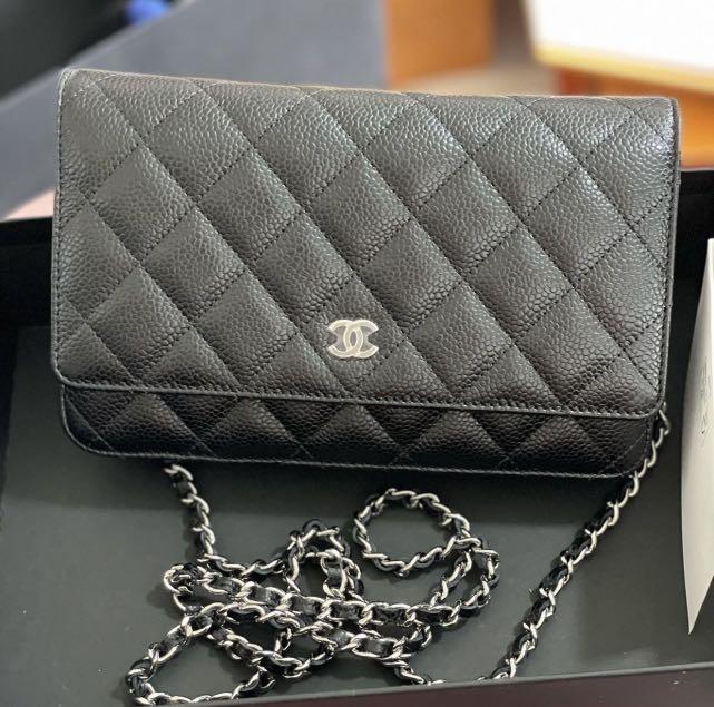 Chanel wallet on chain black caviar silver hardware, Luxury, Bags & Wallets  on Carousell