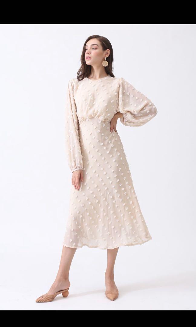Chicwish cotton candy midi dress in cream for pws rom Women's
