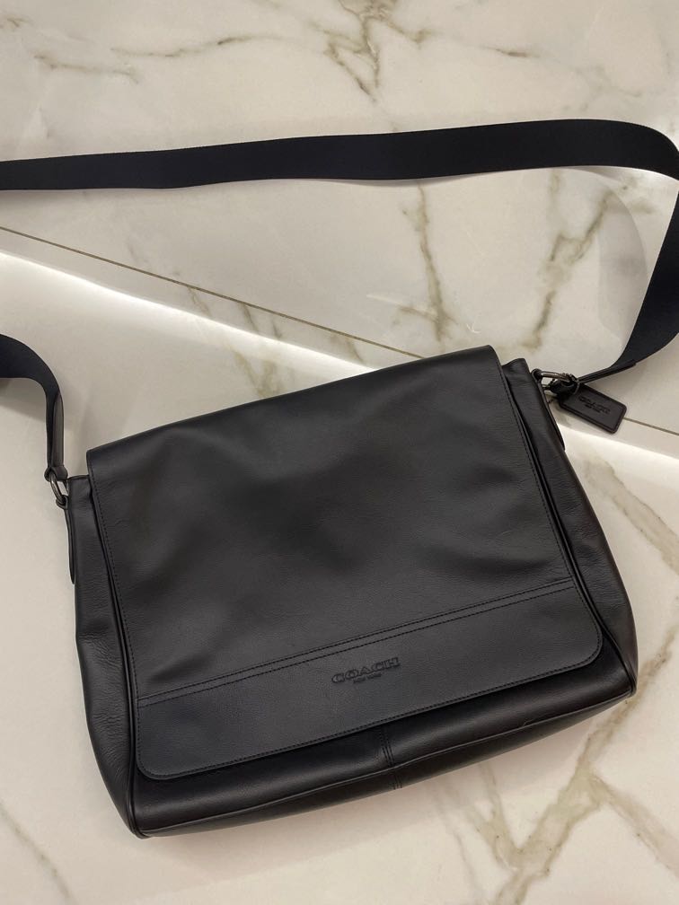 Coach Men s Houston Messenger Black Leather Style F68017 Carousell