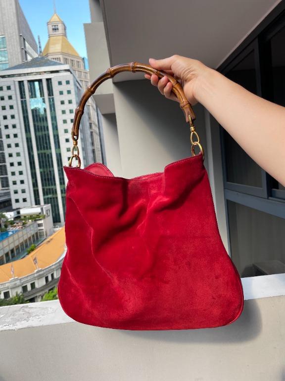 Red suede hobo bag outlet