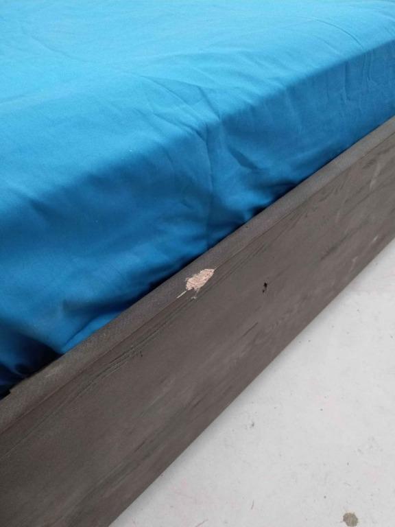 Harvey Norman Gray Wood Panel Bed Frame, Furniture & Home Living