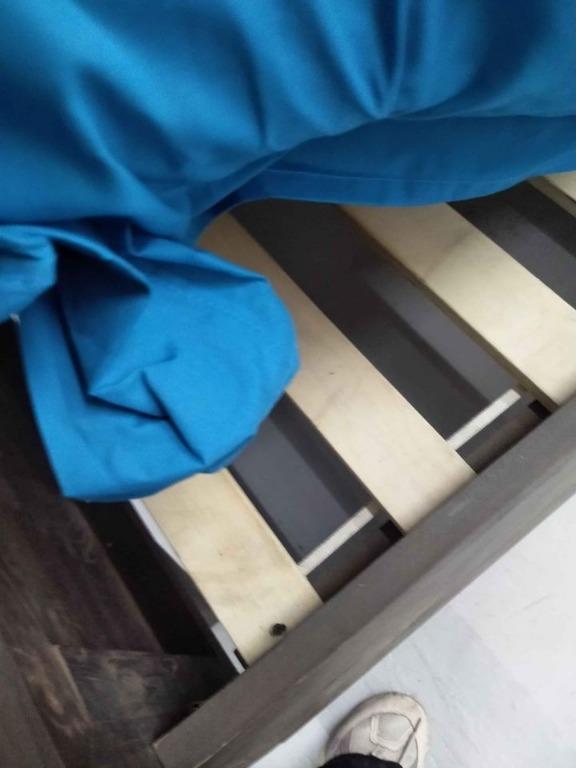 Harvey Norman Gray Wood Panel Bed Frame, Furniture & Home Living, Furniture, Bed Frames