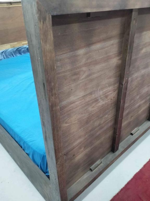 Harvey Norman Gray Wood Panel Bed Frame, Furniture & Home Living, Furniture, Bed Frames