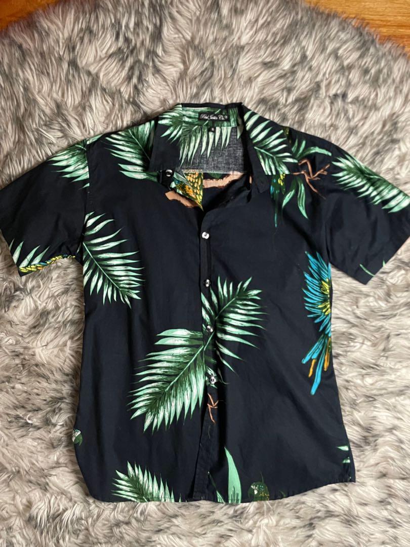 black hawaiian polo shirt