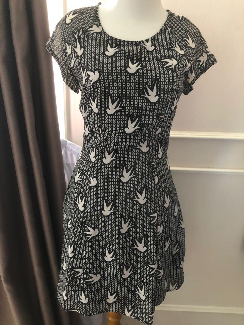 H\u0026M Midi Dress, Fesyen Wanita, Pakaian 