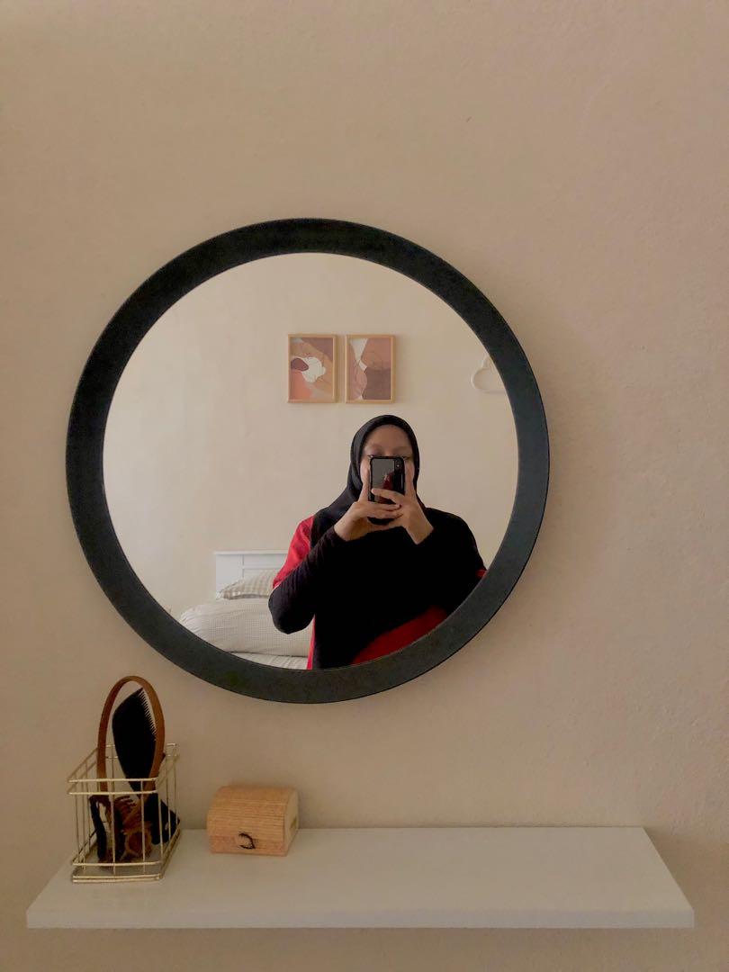 IKEA langesund round mirror in black, Furniture & Home Living, Home