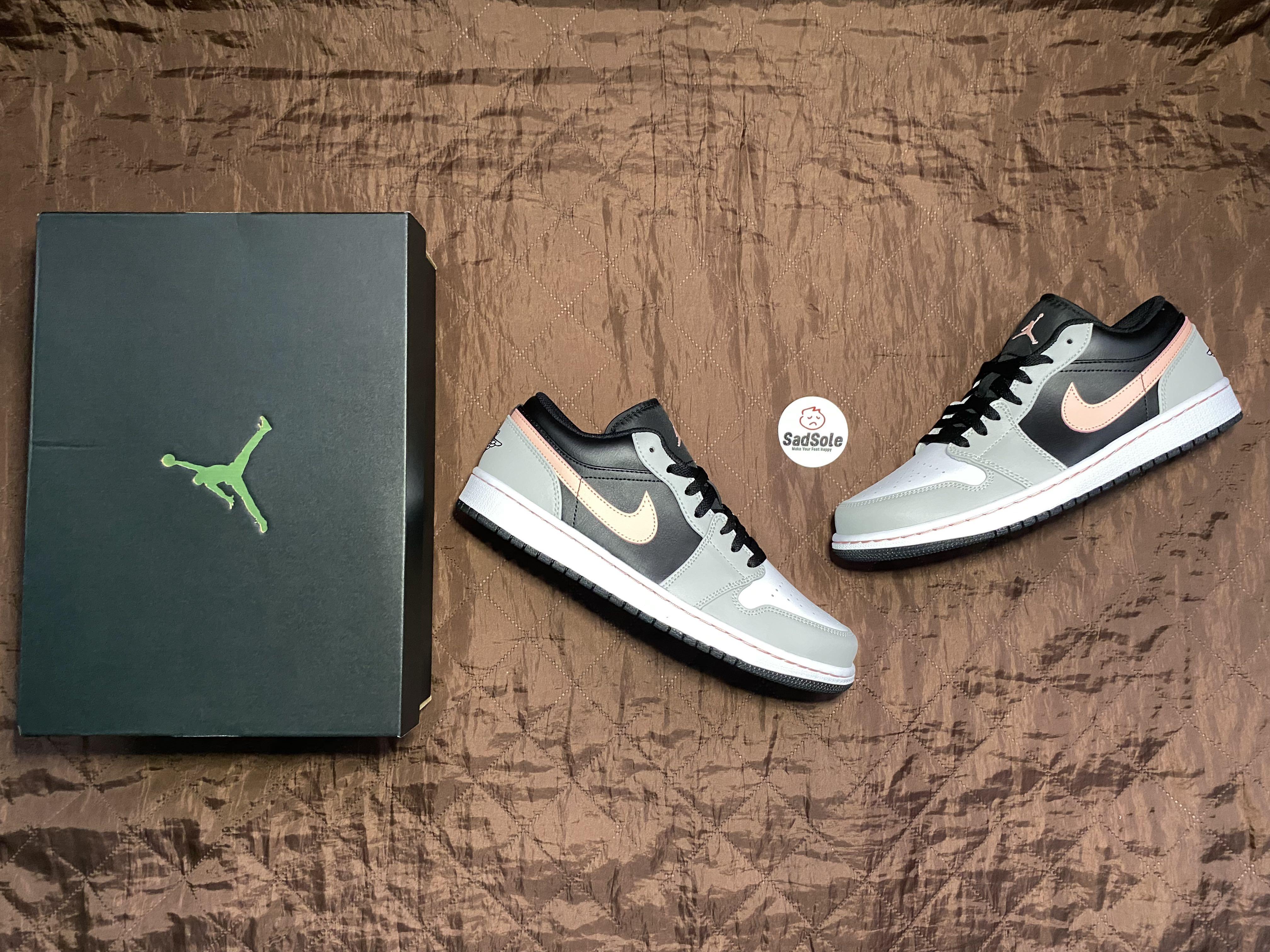 Air Jordan 1 Low Black Grey Fog Bleached Coral