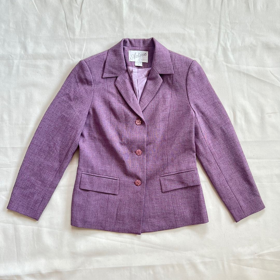 Lavender blazer, Women's Fashion, Coats, Jackets and Outerwear on Carousell