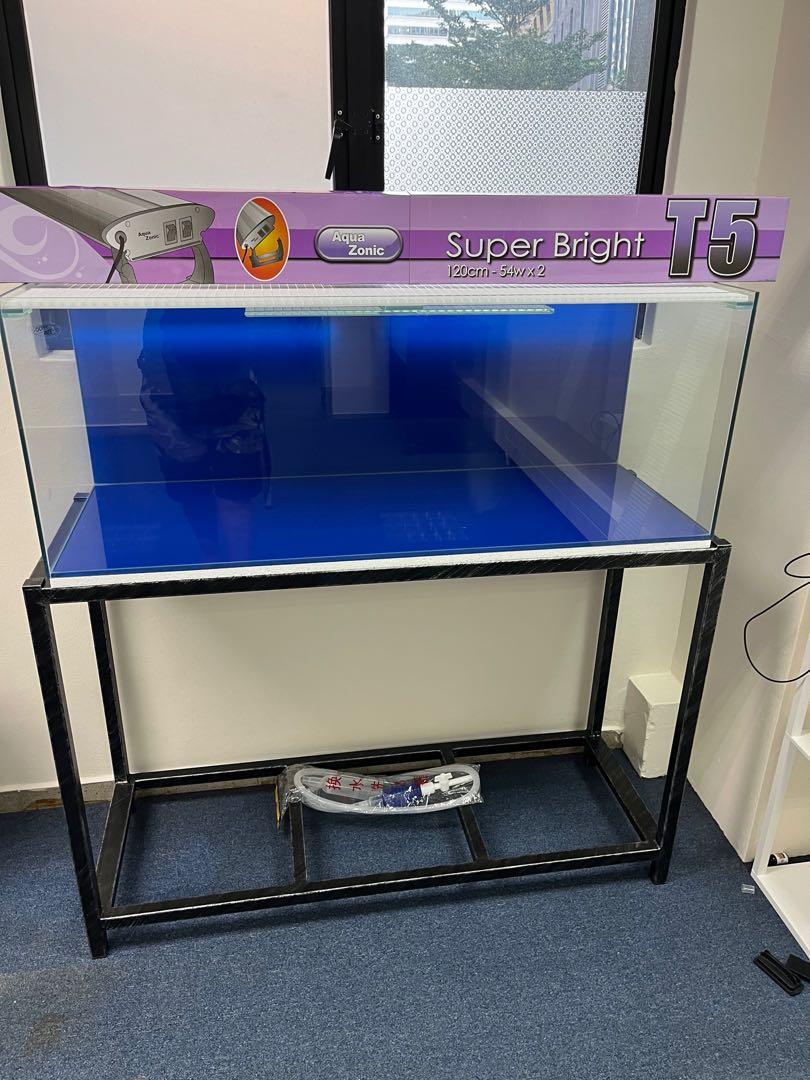 New 4ft by 1.5ft by 1.5ft aquarium glass tank stand T5 light white plastic cover 2 side oyama delivery handpump