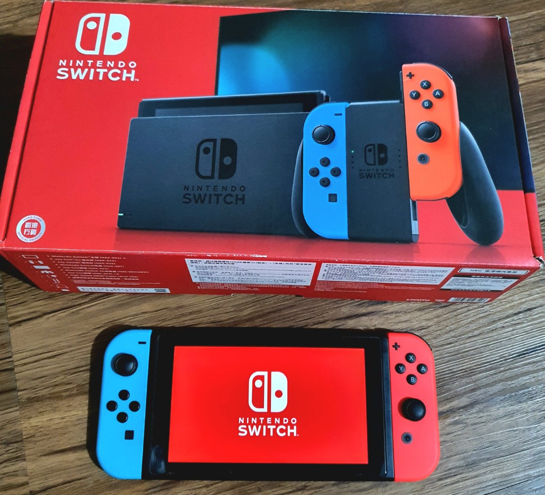 Nintendo switch V2 complete set 90 smooth, Video Gaming, Video Game