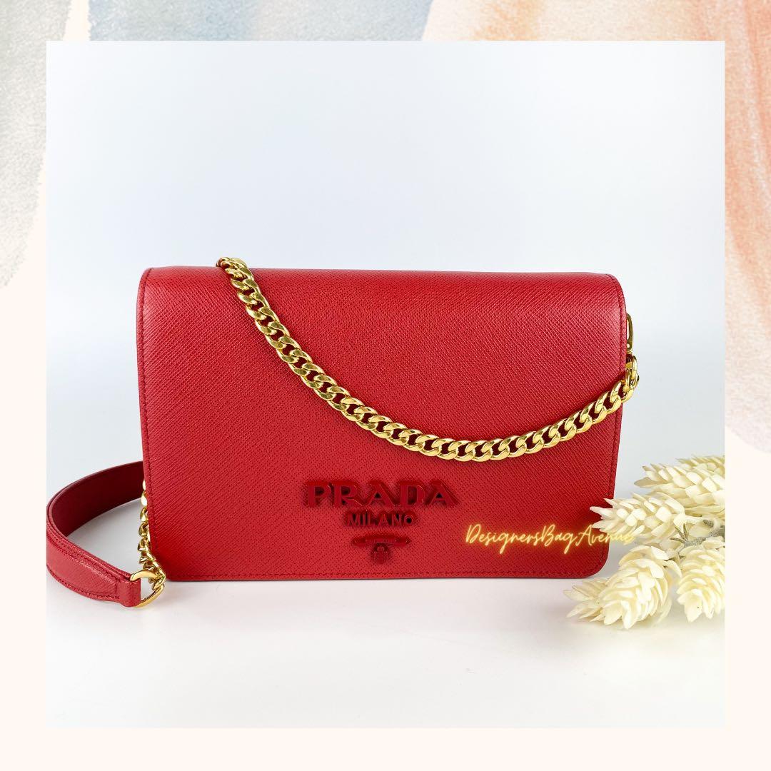 Prada Saffiano Galleria Small Red Lux, Luxury, Bags & Wallets on Carousell