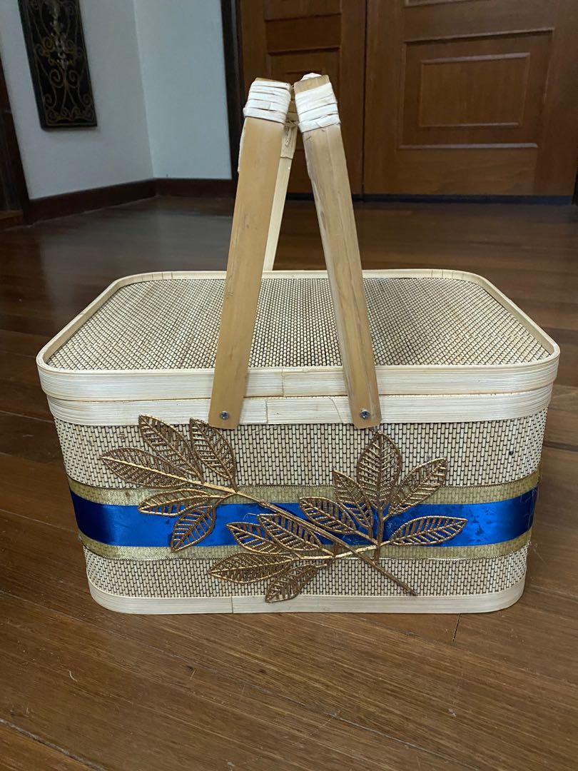 Pretty Bamboo Picnic Basket, Furniture & Home Living, Home Improvement
