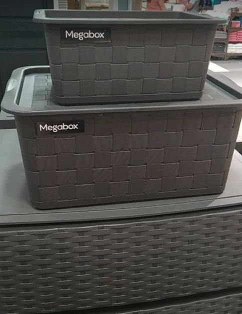 rattan like megabox storage (Category: Storage Boxes & Baskets) located in Quezon City. Submitted by uno_store (Listing ID 1166481752, Image 1). Description: rattan like megabox storage available color gray and white small P 250 - 11.5x8x5 medium P 450 - 15x12x7 PM for orders and deliveries po! .