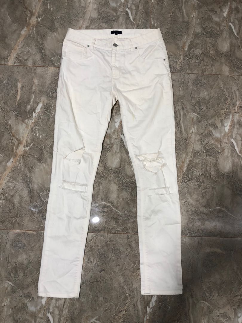 ripped jeans white, Fesyen Wanita 