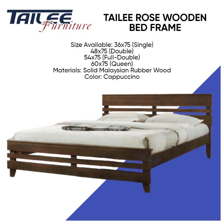 Rose Malaysian Rubber Wood Bed Frame (Cappuccino), Furniture & Home
