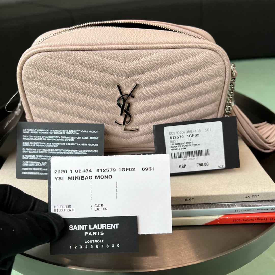 Saint Laurent Grain de Poudre Matelasse Monogram Mini Lou Camera Bag Pink