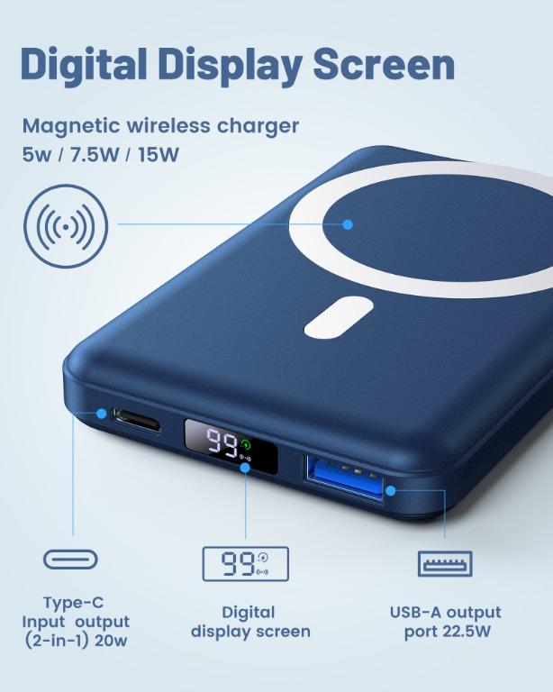 (SG Ready Stocks) MagSafe Wireless PowerBank 10000 mAh (Triggers iPhone  Wireless Charging Animation)(QC 3.0, PD 20W)