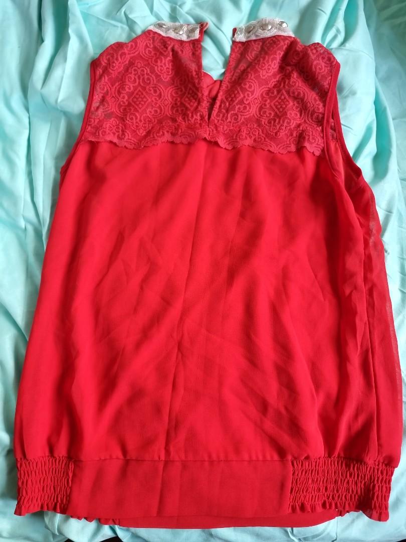 Red high neck new arrivals sleeveless top