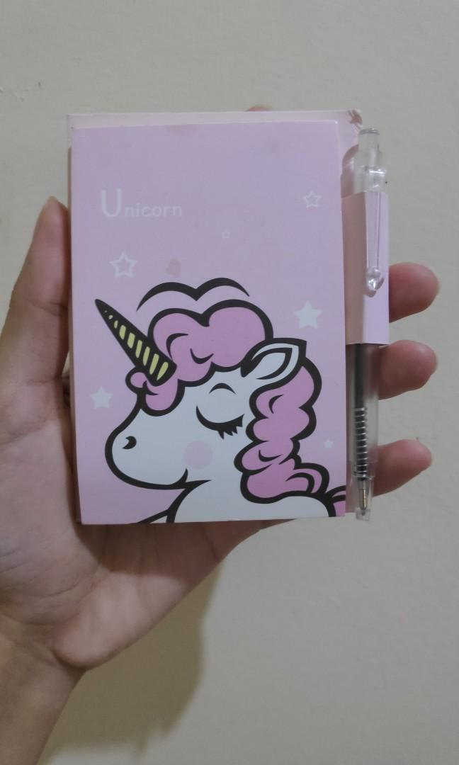 Small Pink Unicorn Note Pad w/ Blue Ballpen (Category: Stationery & School Supplies) located in Dasmarinas. Submitted by _kael_ (Listing ID 1166510581, Image 1). Description: Please read my profile about first. Thank you! #4theplanet.