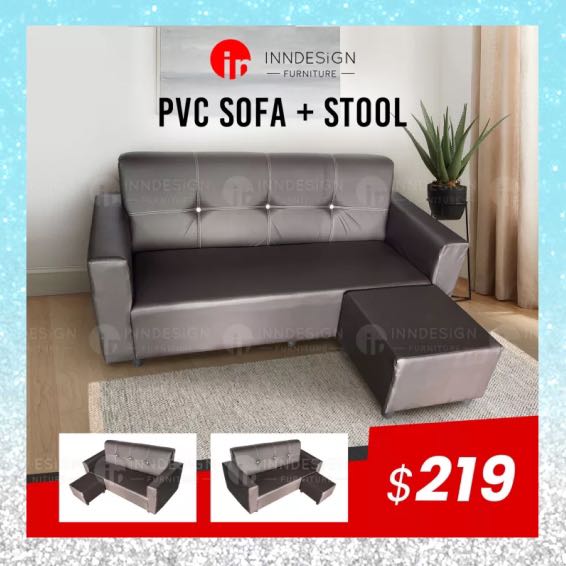 Sofa fully assembled with stool, Furniture & Home Living, Furniture