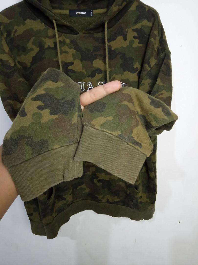 Sweater Hoodie Army, Fesyen Pria 