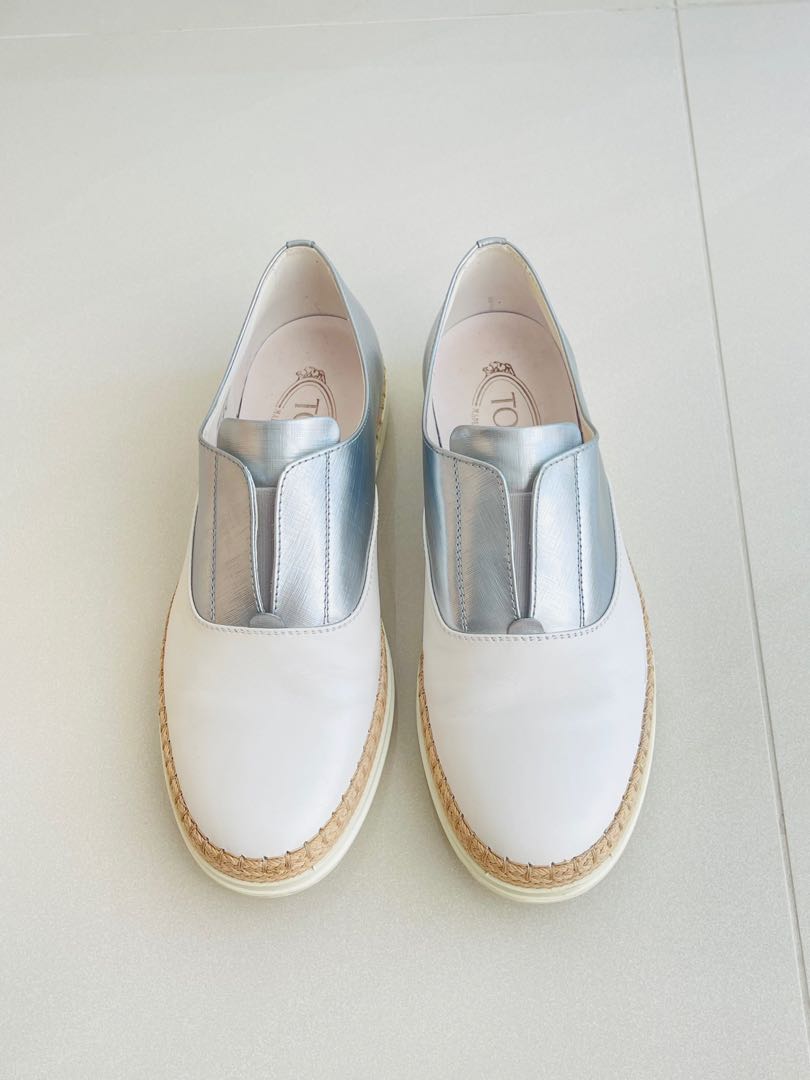 Tods Womens Espadrilles Leather Slip On Shoes