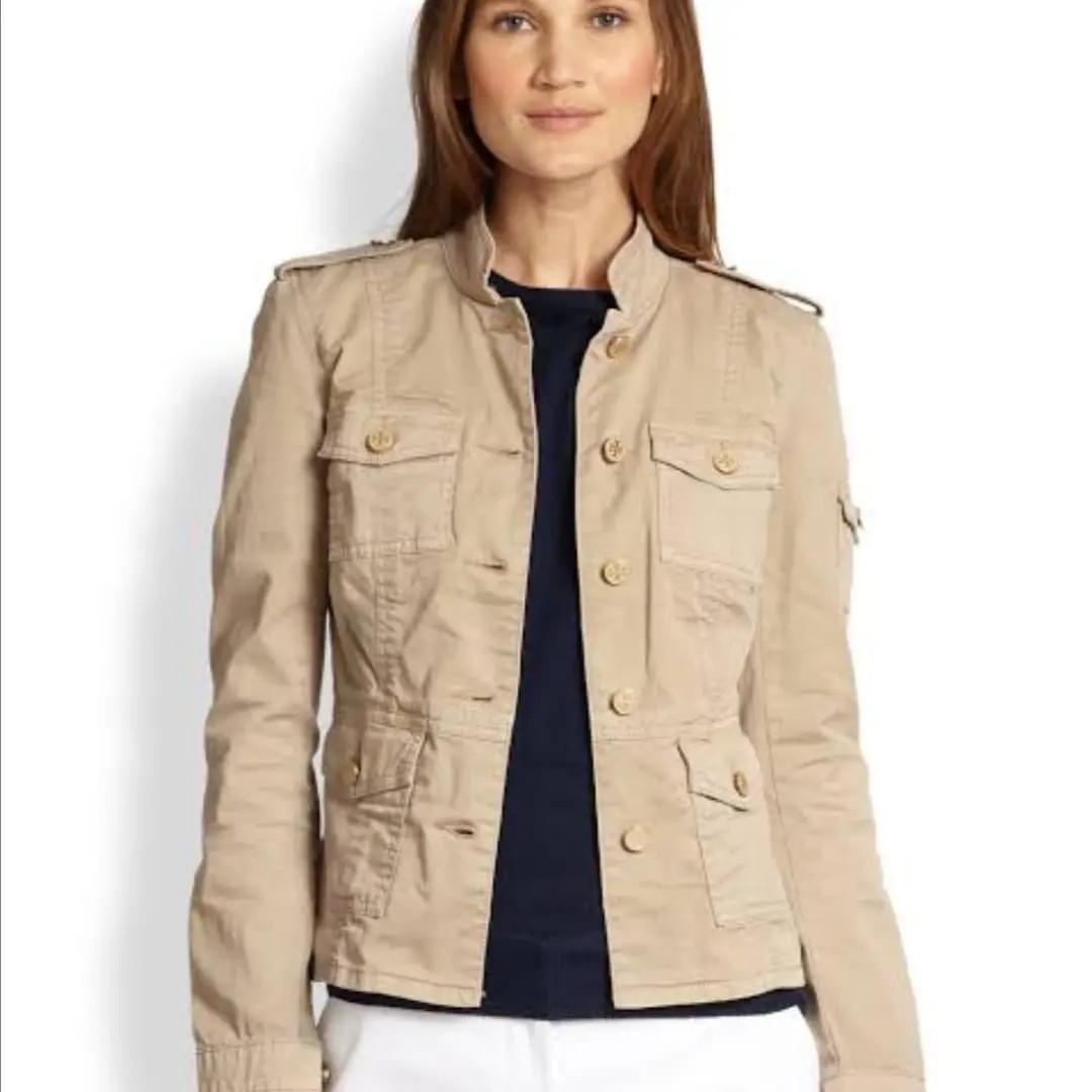 Tory burch cotton shrunken jacket Sgt pepper in beige