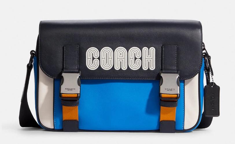 Coach Men's Color Blocked Bright Blue Signature Crossbody Track