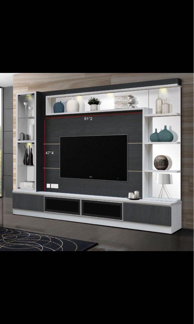 Tv cabinet with feature wall / tv cabinet with display rack / Tv ...