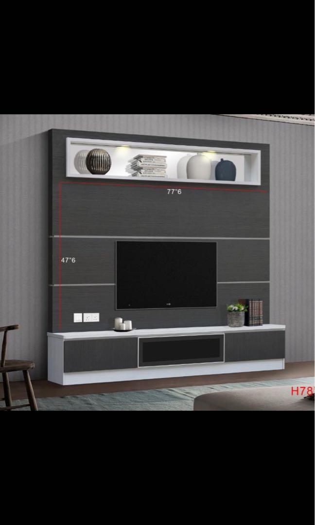 Tv cabinet with feature wall / tv cabinet with display rack / Tv Feature wall, Furniture & Home ...