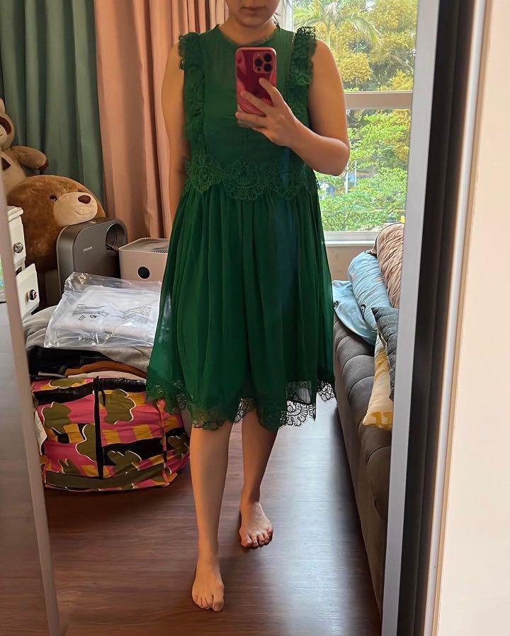 Ted baker green lace dress online