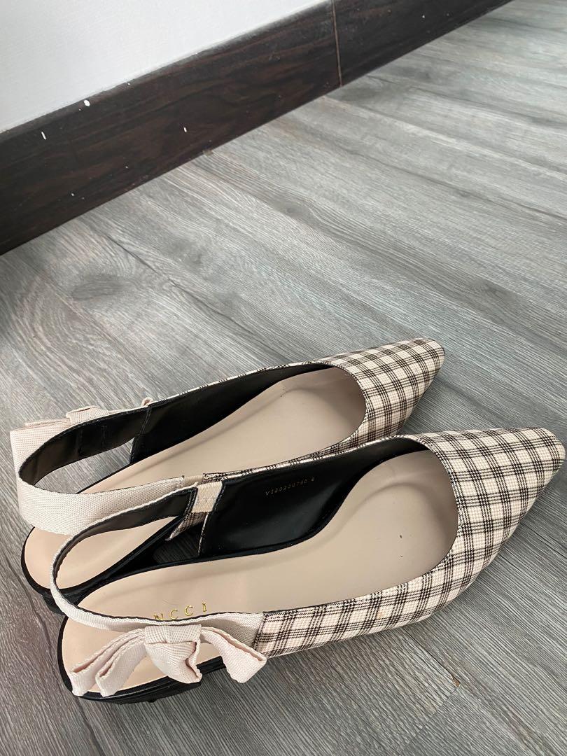 Vincci Checker Slide on heels Women s Fashion Footwear Flats on