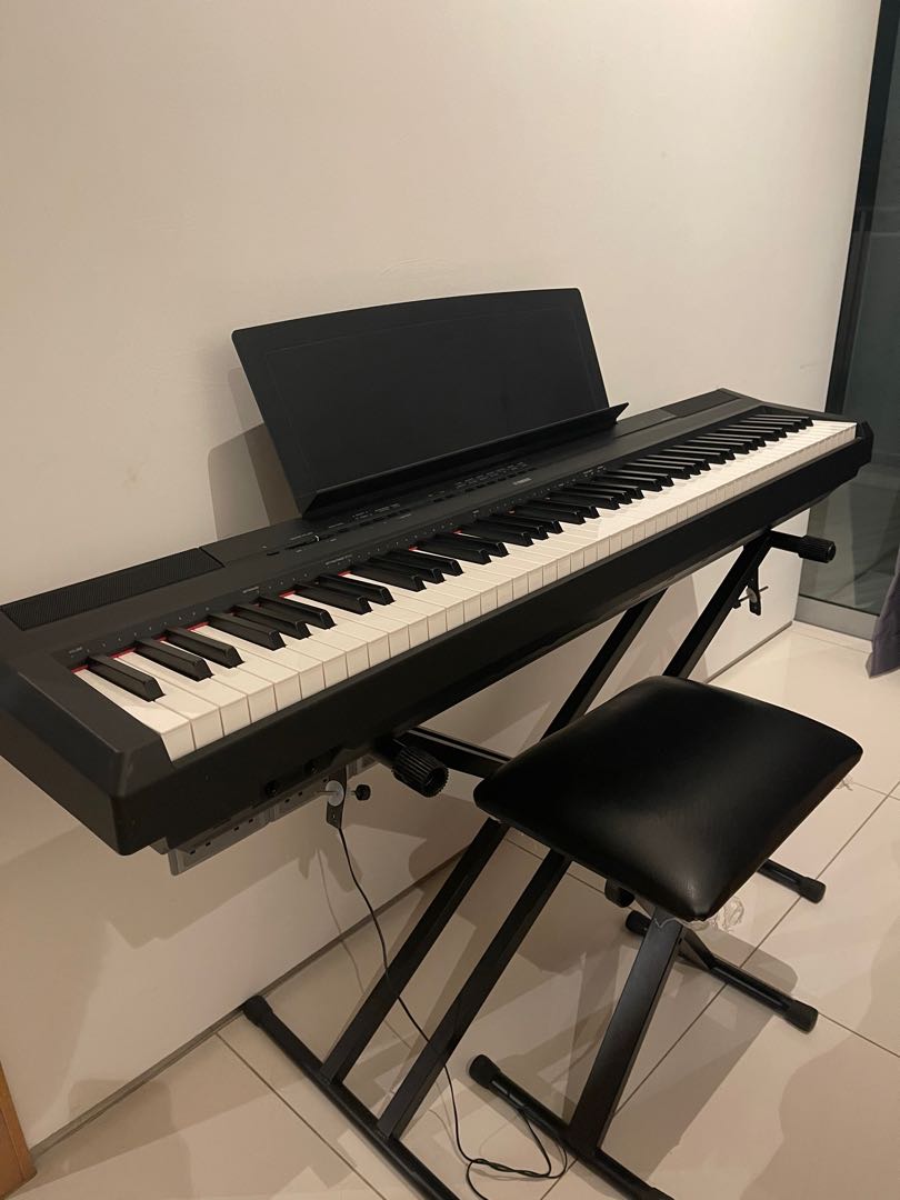 Yamaha P115 digital piano keyboard with stand and stool and headphone, Hobbies & Toys, Music