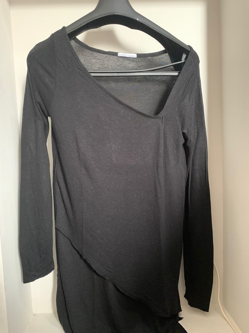 Zara Black Long Sleeve Top, Fesyen 