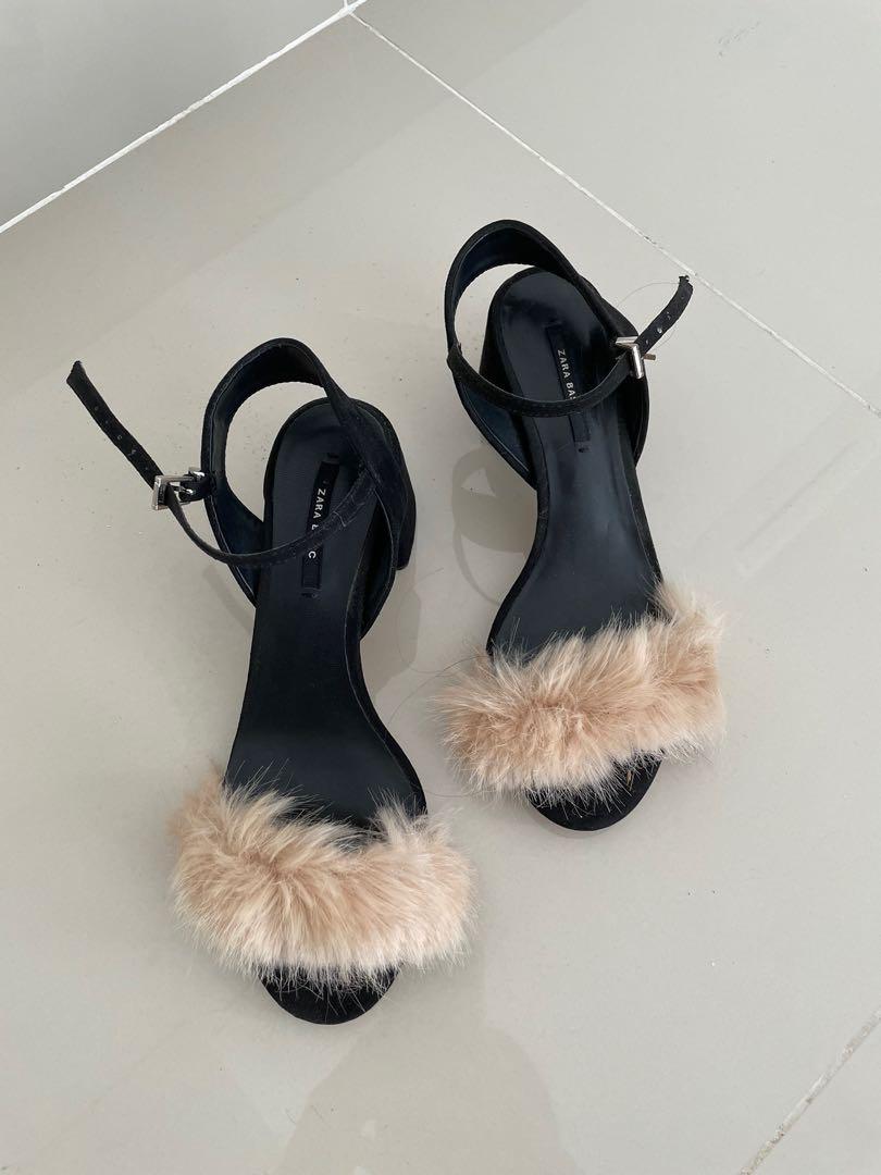 ZARA black sandal, Fesyen Wanita 