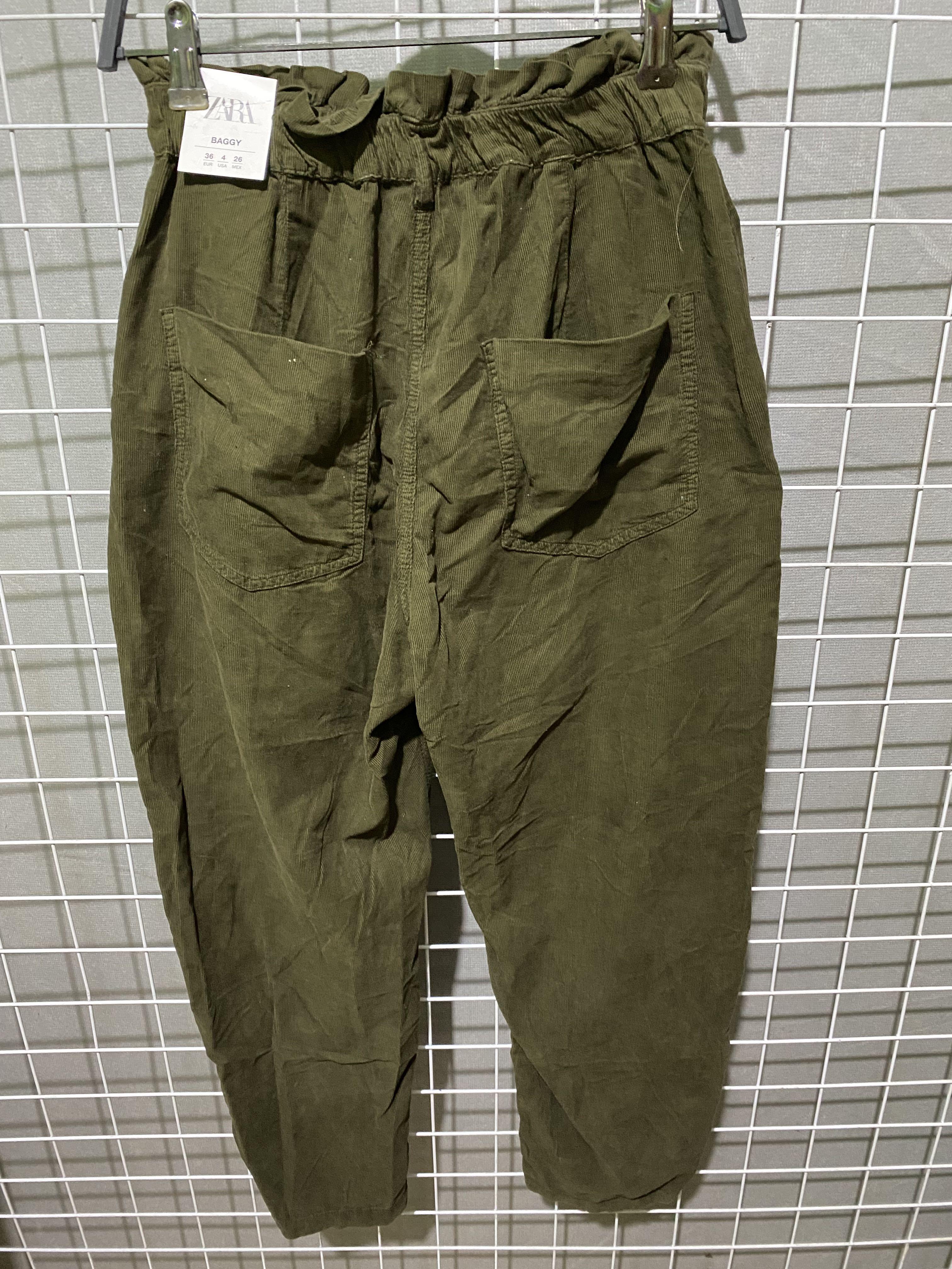 Zara Corduroy paperbag baggy pants 