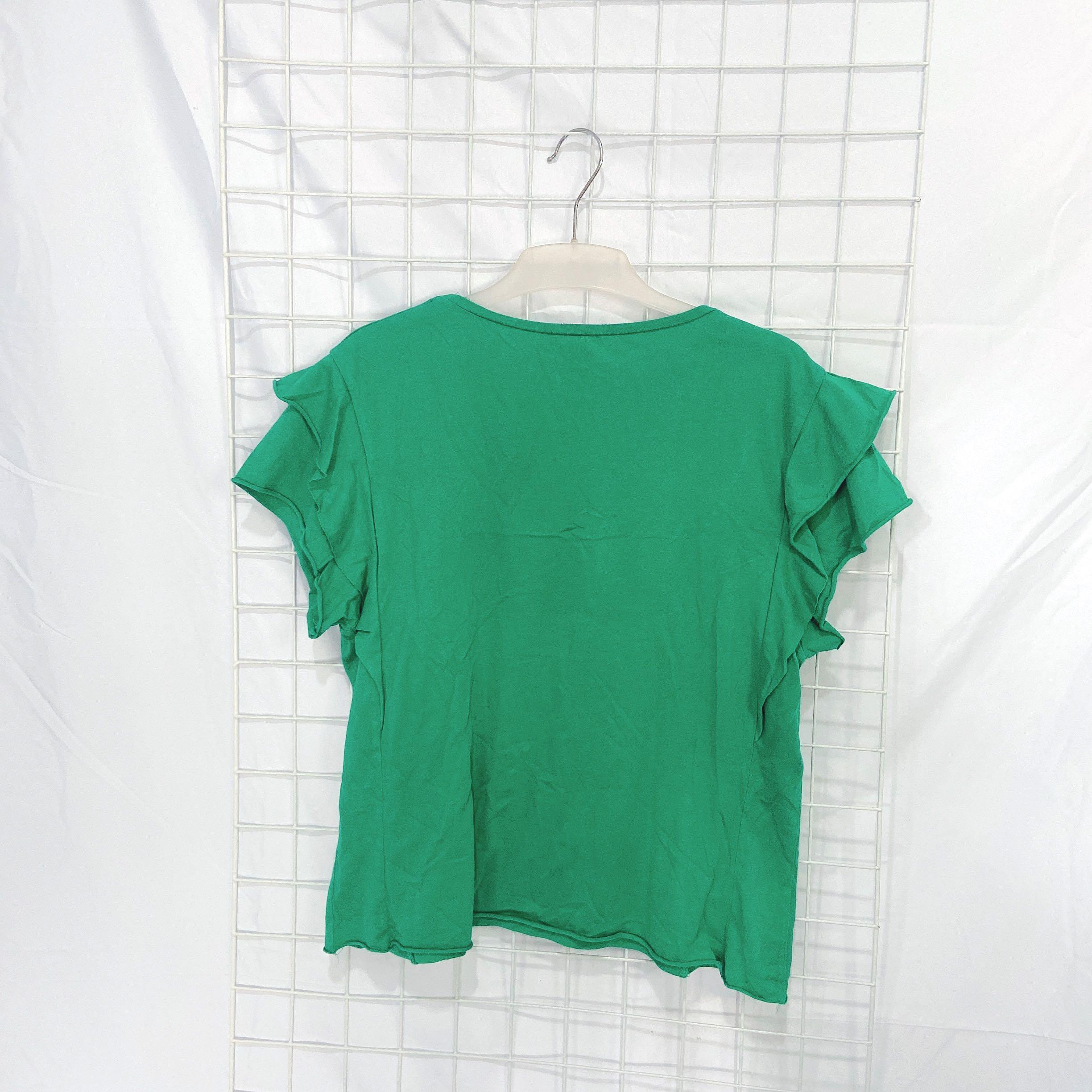 ZARA GREE RUFFLE TEE, Fesyen Wanita 